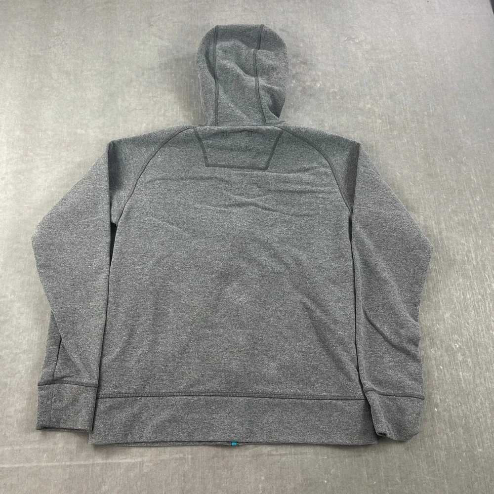 The North Face Mens Medium Grey Teal Full Zip Hoodie Fleece Lined Jacket